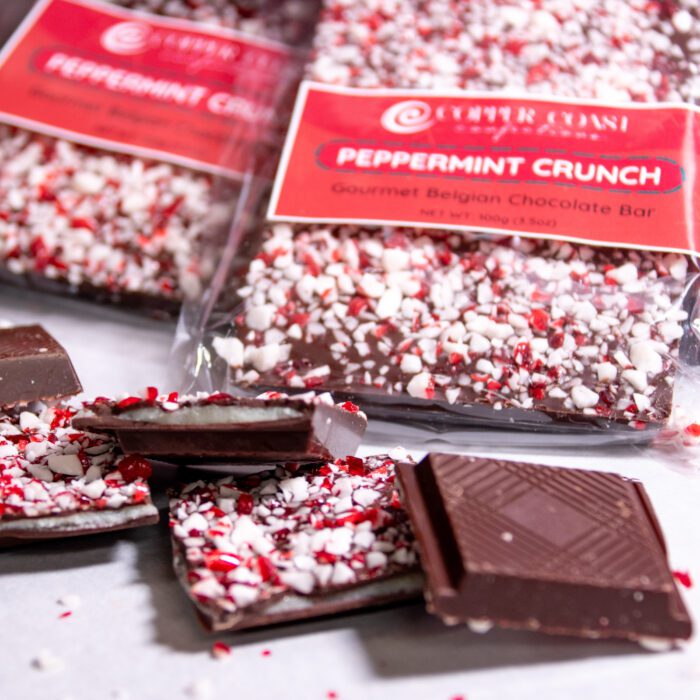 Ganache Filled Belgian Chocolate Peppermint Crunch Candy Bars