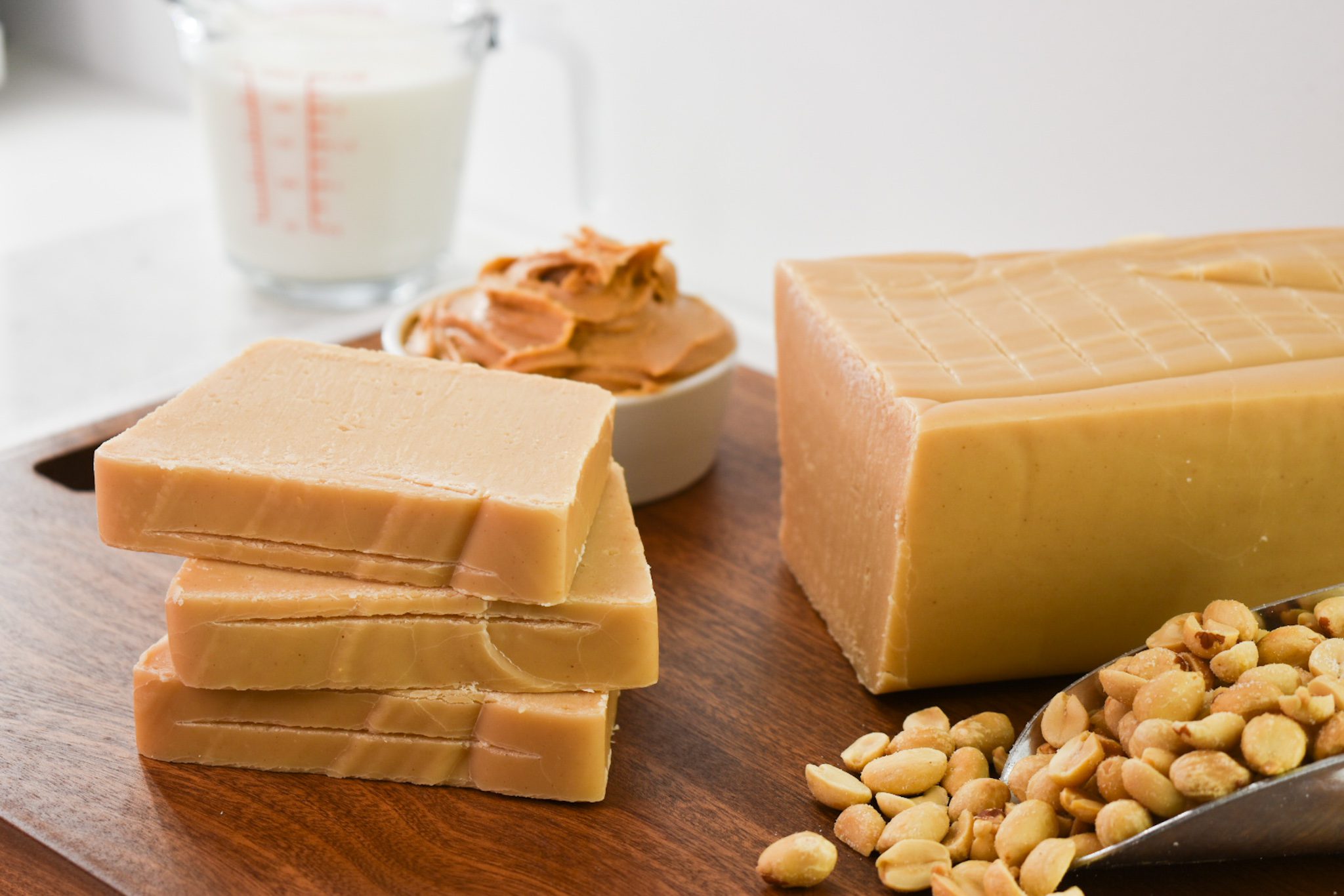 Peanut Butter Fudge: Calling all peanut butter lovers! Our Peanut Butter Fudge is handcrafted to be irresistibly smooth, rich, and creamy. Made fresh in small batches, this timeless favorite is perfectly balanced and always satisfying—leave that jar in the pantry, you'll be reaching for our Peanut Butter Fudge again and again.
