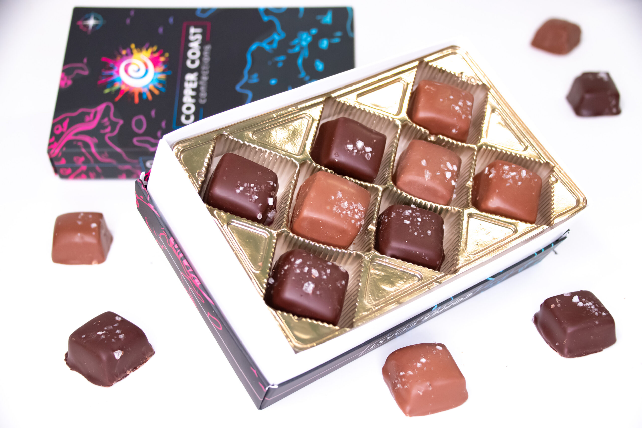 Belgian Chocolate Sea Salt Caramels - Mixed Milk and Dark Chocolate